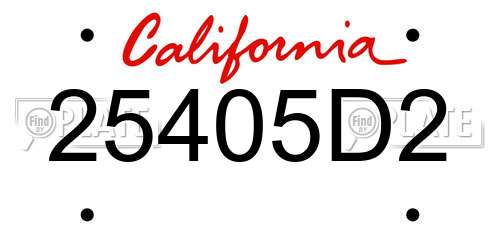 25405D2 California License Plate