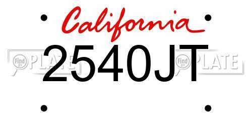 2540JT California License Plate