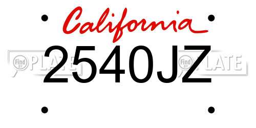 2540JZ California License Plate