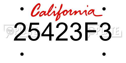 25423F3 California License Plate