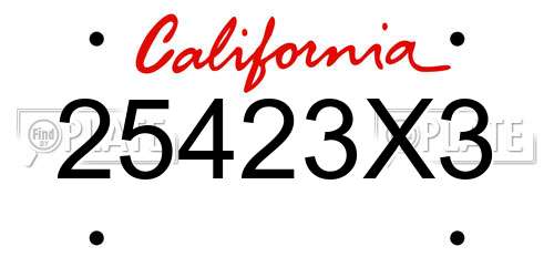 25423X3 California License Plate