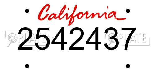 2542437 California License Plate