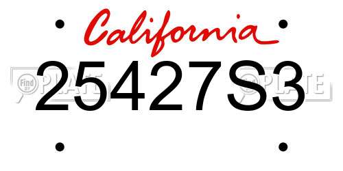 25427S3 California License Plate