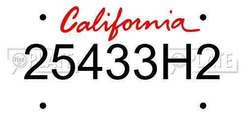 25433H2 California License Plate