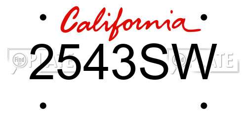 2543SW California License Plate