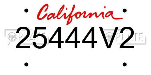 25444V2 California License Plate