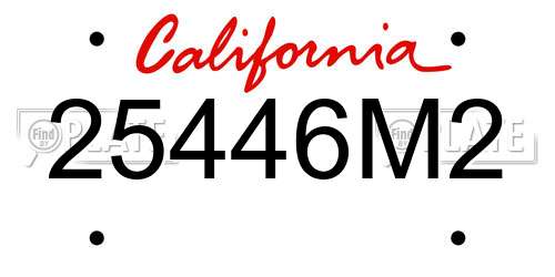 25446M2 California License Plate