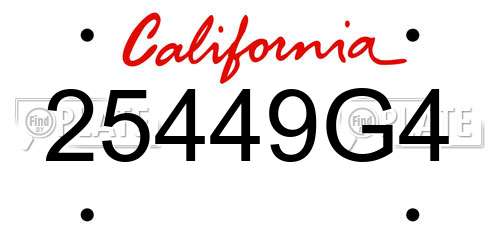 25449G4 California License Plate