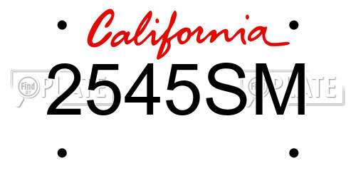 2545SM California License Plate