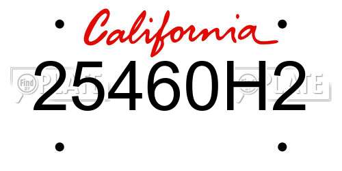 25460H2 California License Plate