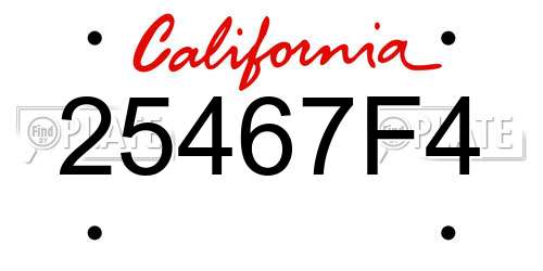 25467F4 California License Plate