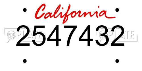 2547432 California License Plate