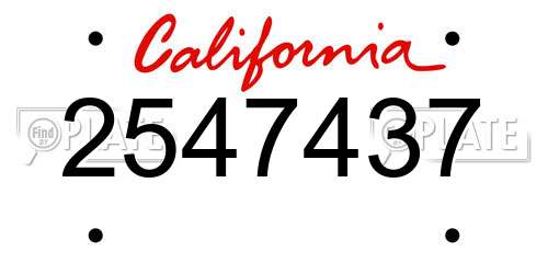 2547437 California License Plate