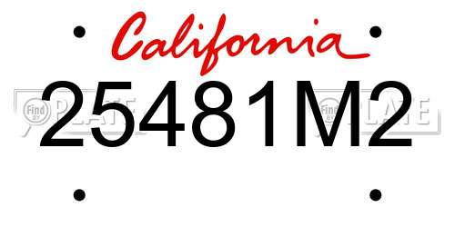 25481M2 California License Plate