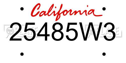 25485W3 California License Plate