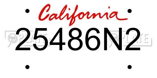 25486N2 California License Plate