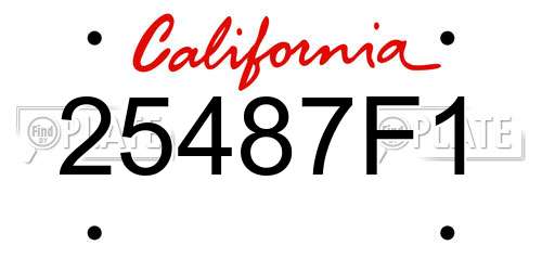 25487F1 California License Plate