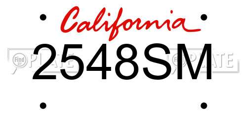 2548SM California License Plate