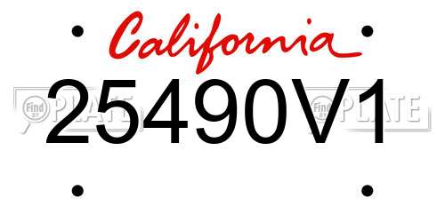 25490V1 California License Plate