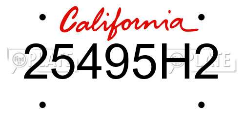 25495H2 California License Plate
