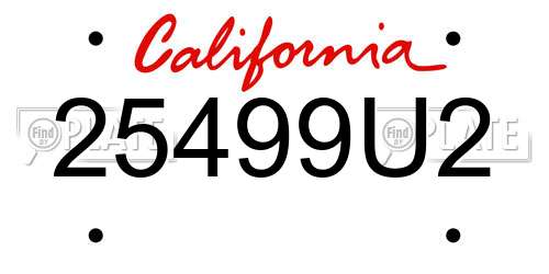 25499U2 California License Plate