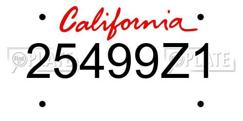 25499Z1 California License Plate