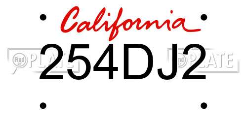 254DJ2 California License Plate
