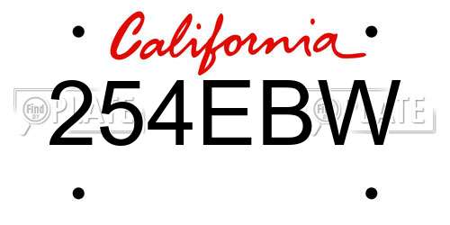 254EBW California License Plate