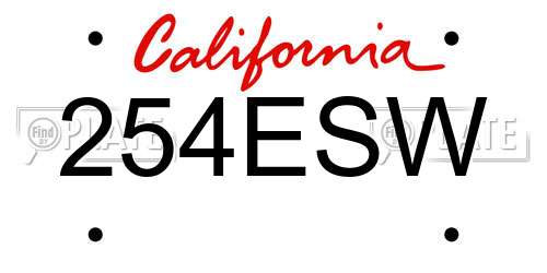 254ESW California License Plate