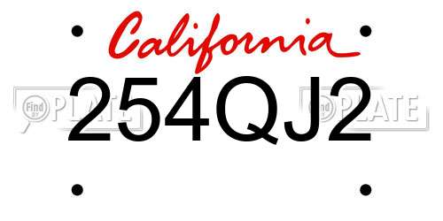254QJ2 California License Plate