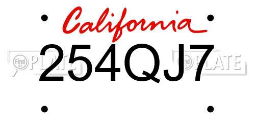 254QJ7 California License Plate