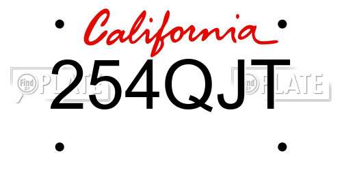 254QJT California License Plate