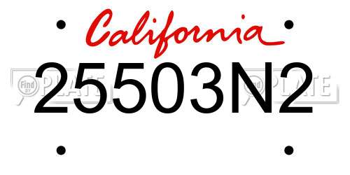 25503N2 California License Plate
