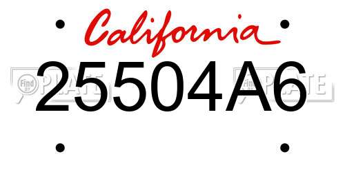 25504A6 California License Plate