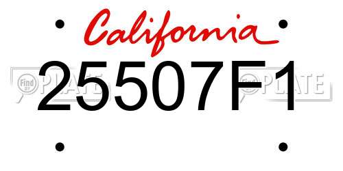 25507F1 California License Plate