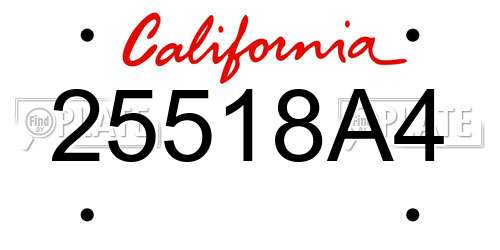 25518A4 California License Plate