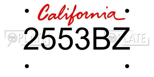2553BZ California License Plate