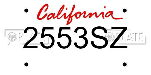 2553SZ California License Plate