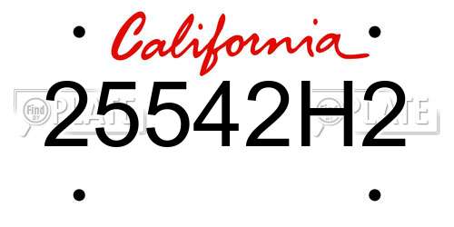 25542H2 California License Plate