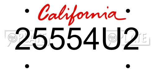 25554U2 California License Plate