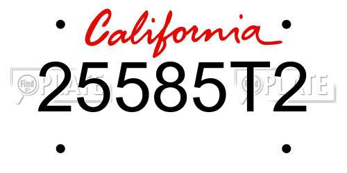 25585T2 California License Plate