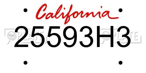 25593H3 California License Plate