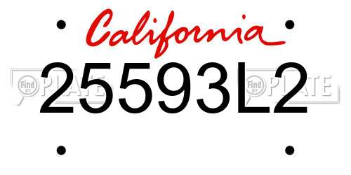 25593L2 California License Plate