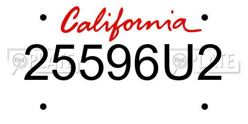 25596U2 California License Plate