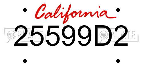 25599D2 California License Plate