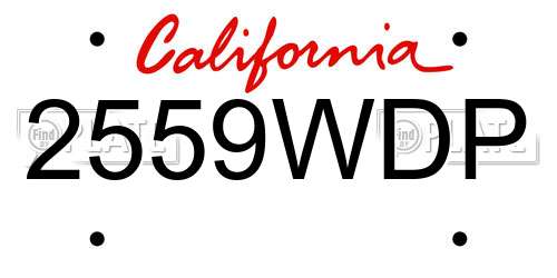 2559WDP California License Plate
