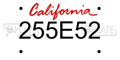 255E52 California License Plate