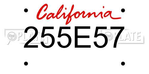 255E57 California License Plate
