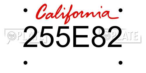 255E82 California License Plate