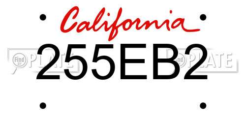 255EB2 California License Plate